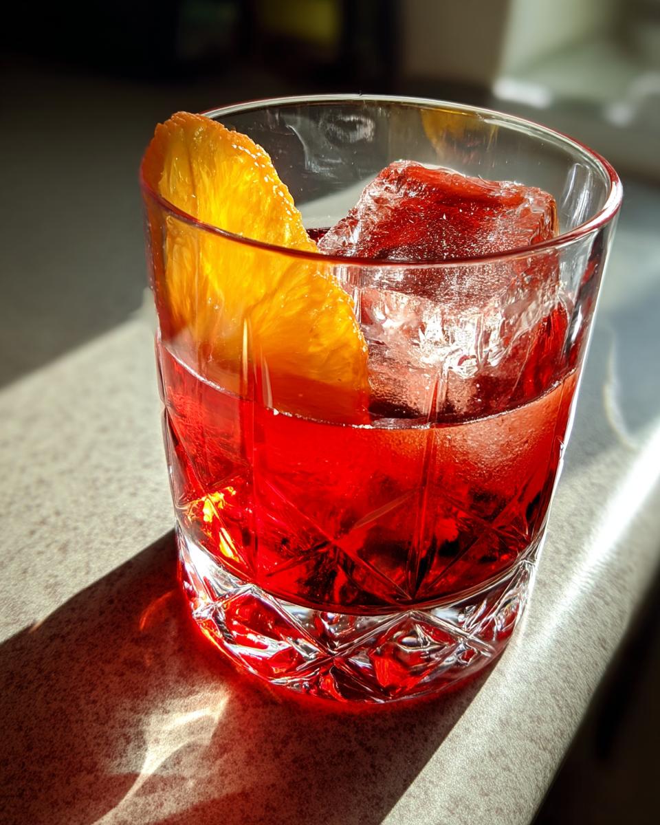 Bold Negroni Cocktail with Equal Parts Gin, Campari, and Sweet Vermouth - detail 2