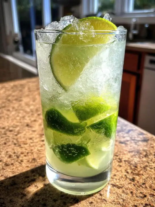 Brazilian Caipirinha Cocktail with Cachaça and Crushed Lime