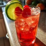 Cherry Limeade Mocktail – Tart cherries and zesty lime with fizzy soda in a candy-red drink.