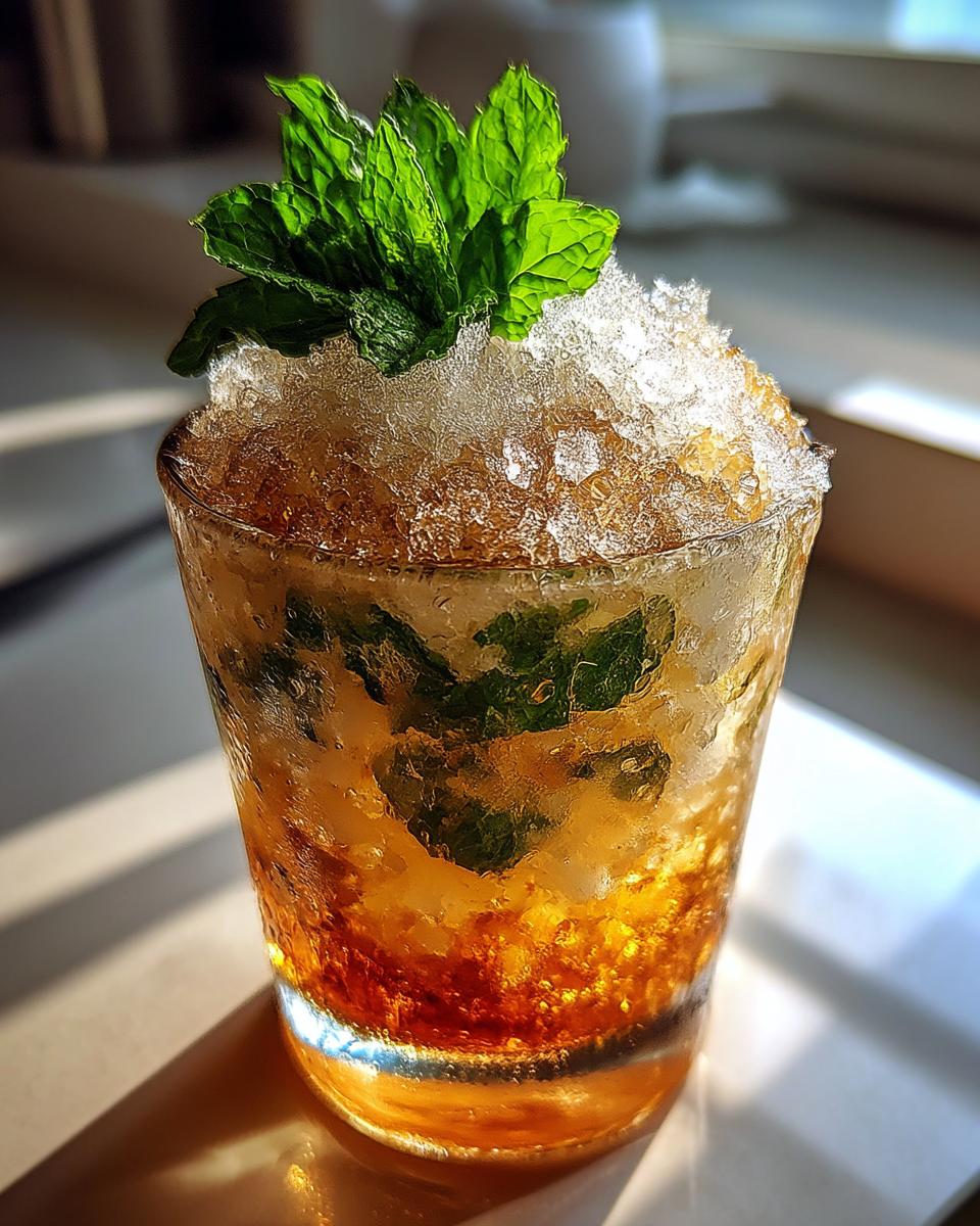Chilled Mint Julep Cocktail with Crushed Ice and Bourbon - detail 3
