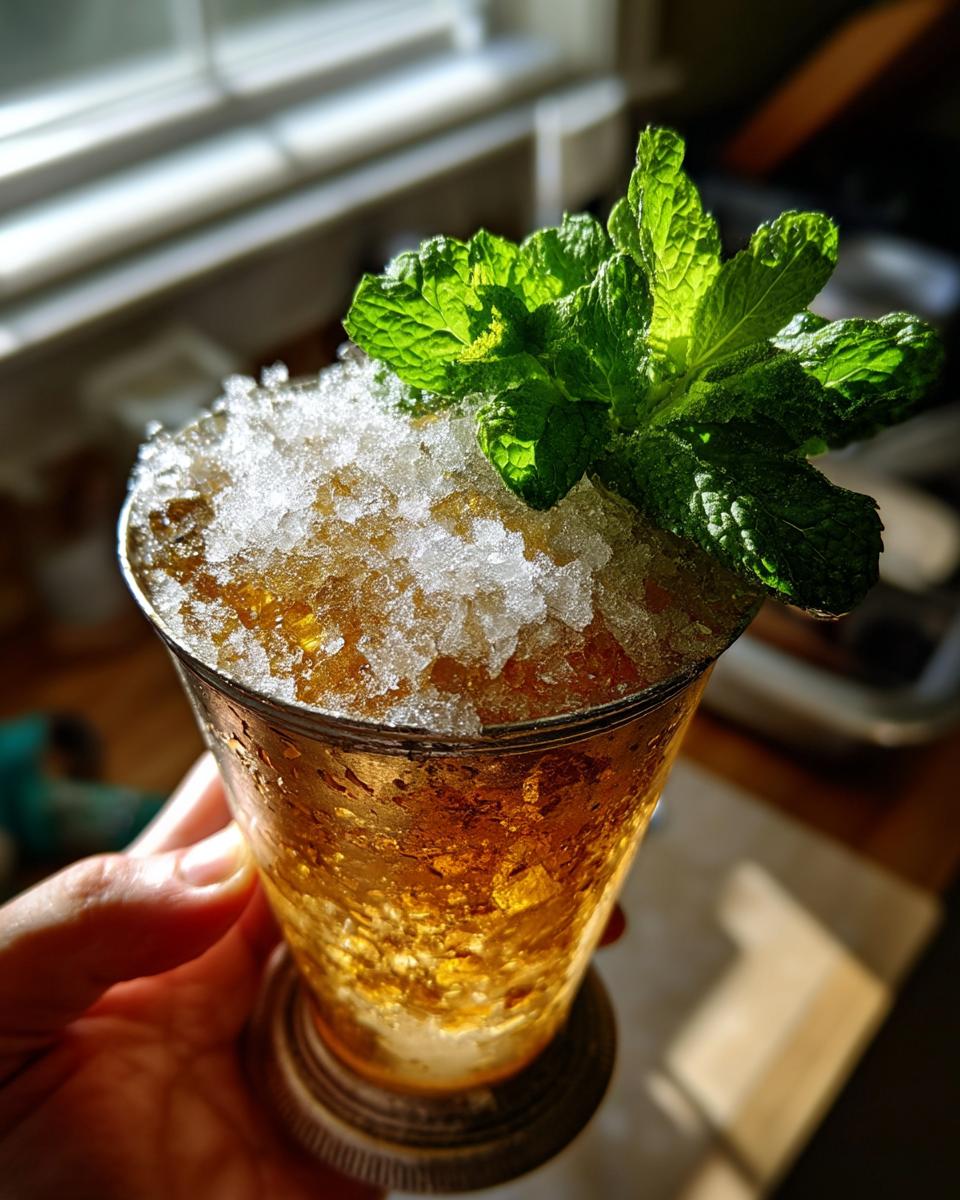Chilled Mint Julep Cocktail with Crushed Ice and Bourbon - detail 5