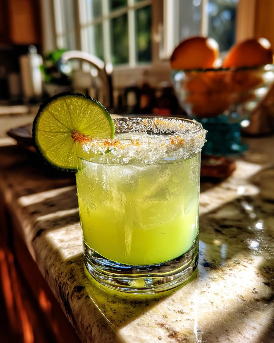 Classic Margarita Cocktail with Fresh Lime and Sea Salt Rim - detail 1