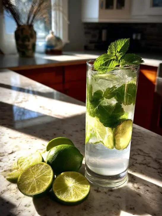 Coconut Lime Mojito Mocktail – Coconut water, lime, and mint for a tropical, hydrating drink.