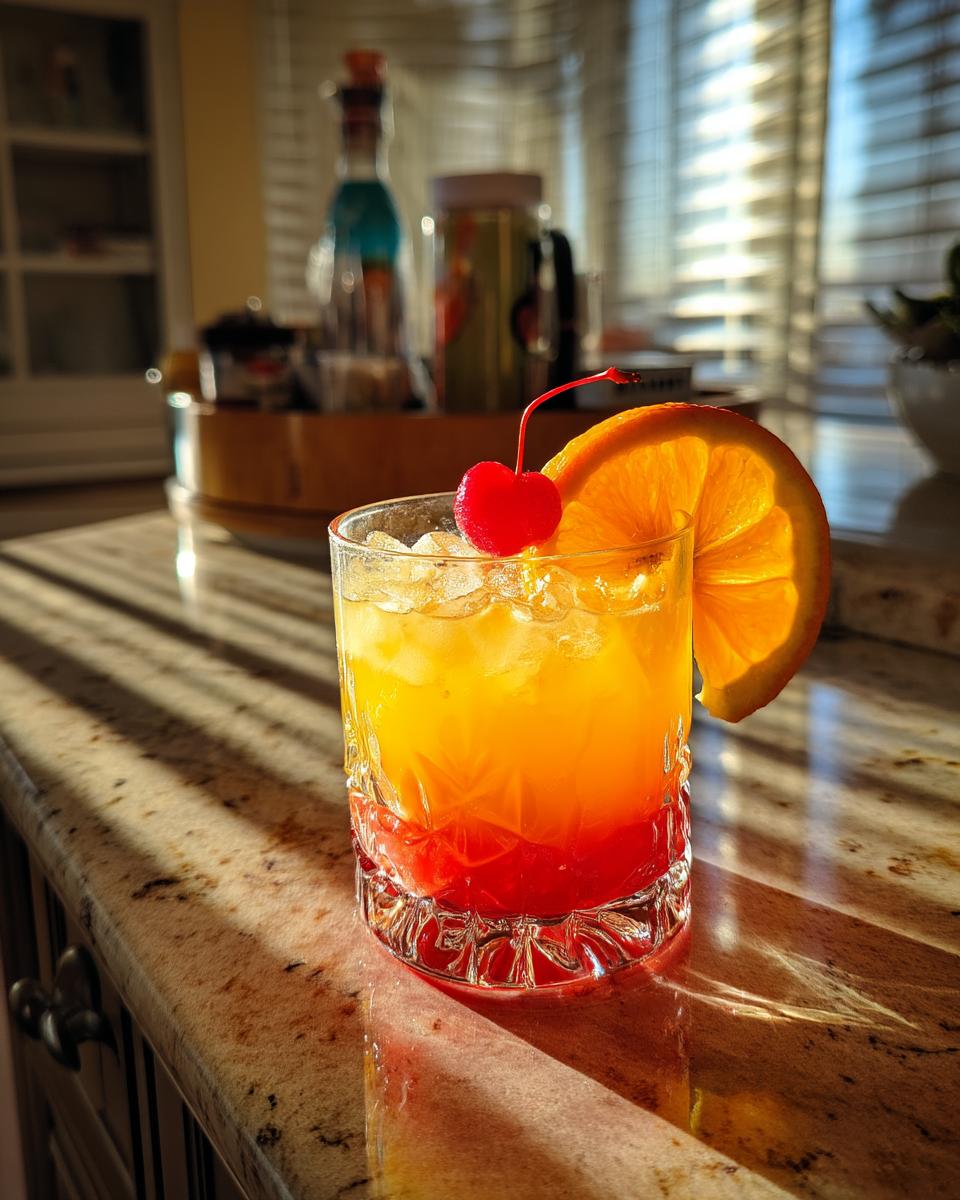 Colorful Rum Punch Cocktail with Tropical Fruit Juices - detail 1