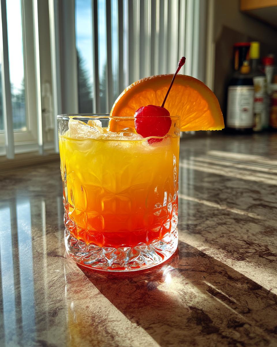 Colorful Rum Punch Cocktail with Tropical Fruit Juices - detail 2