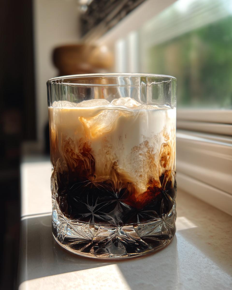 Creamy White Russian Cocktail with Vodka and Coffee Cream - detail 2