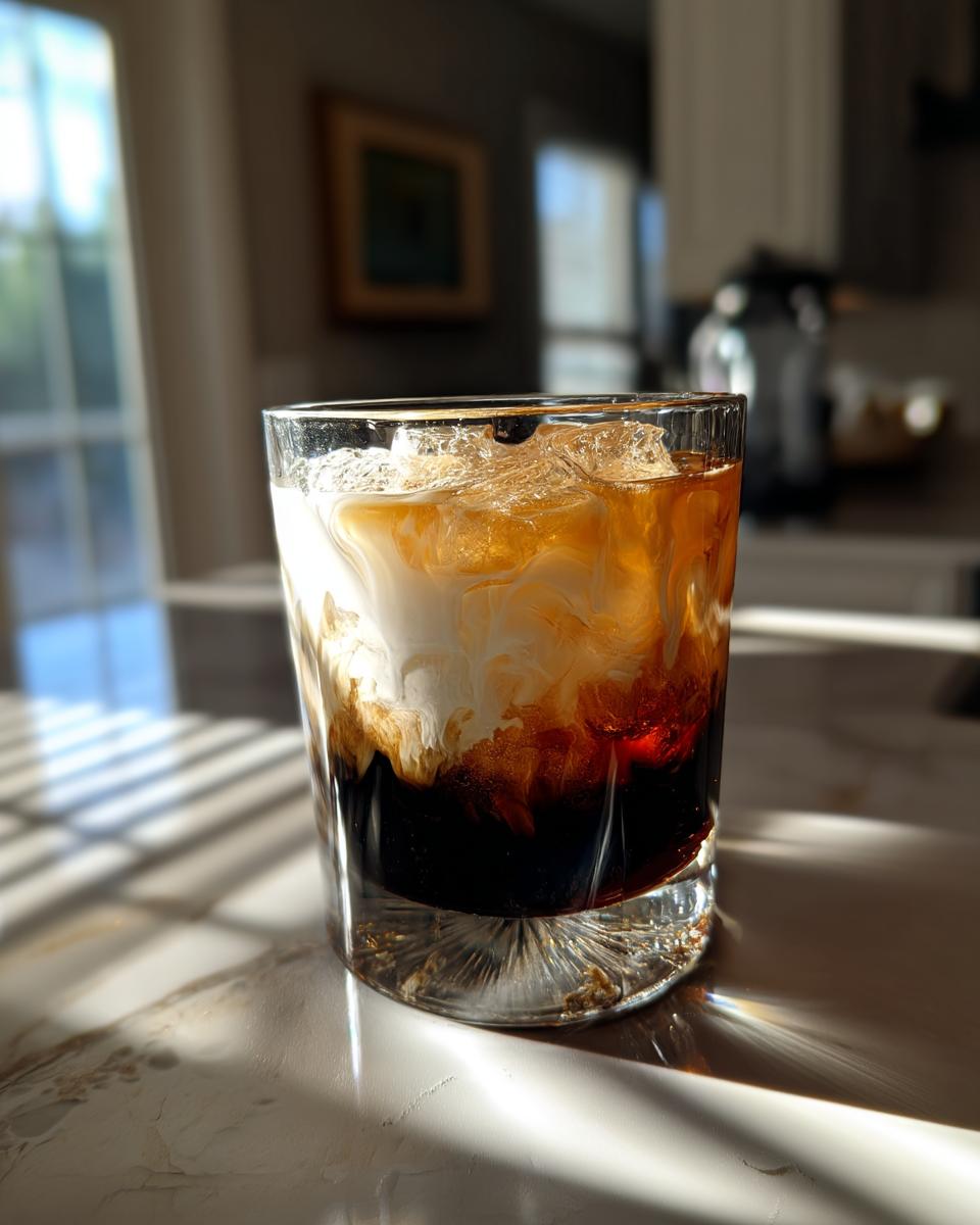 Creamy White Russian Cocktail with Vodka and Coffee Cream - detail 4