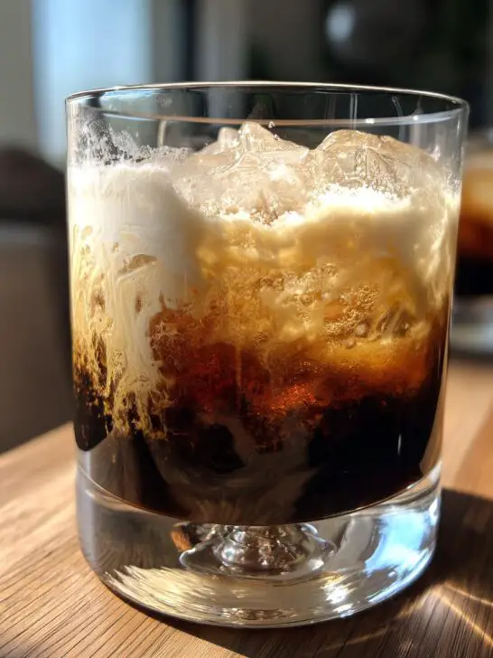 Creamy White Russian Cocktail with Vodka and Coffee Cream