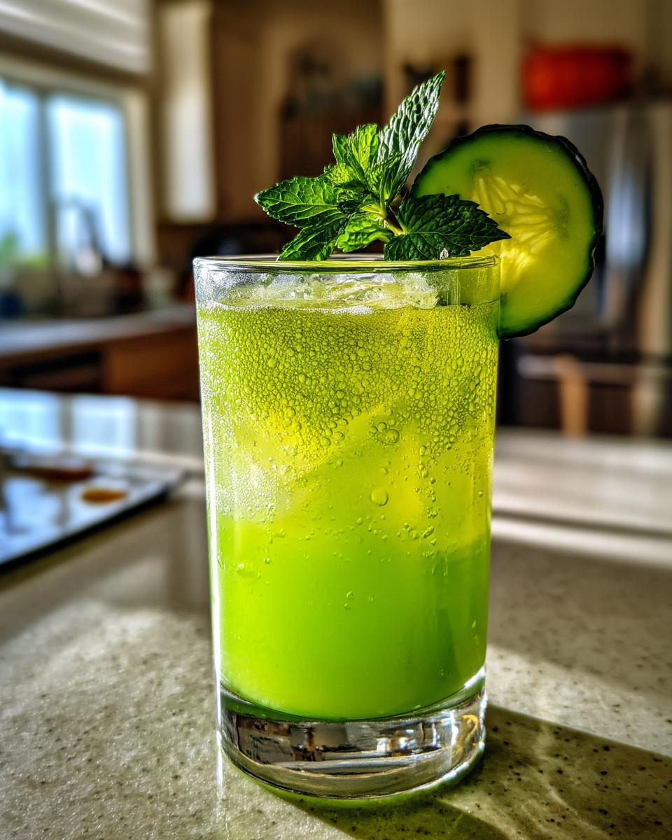 Cucumber Mint Cooler Mocktail – A crisp blend of fresh cucumber juice, mint, and lime with fizzy soda water. - detail 3