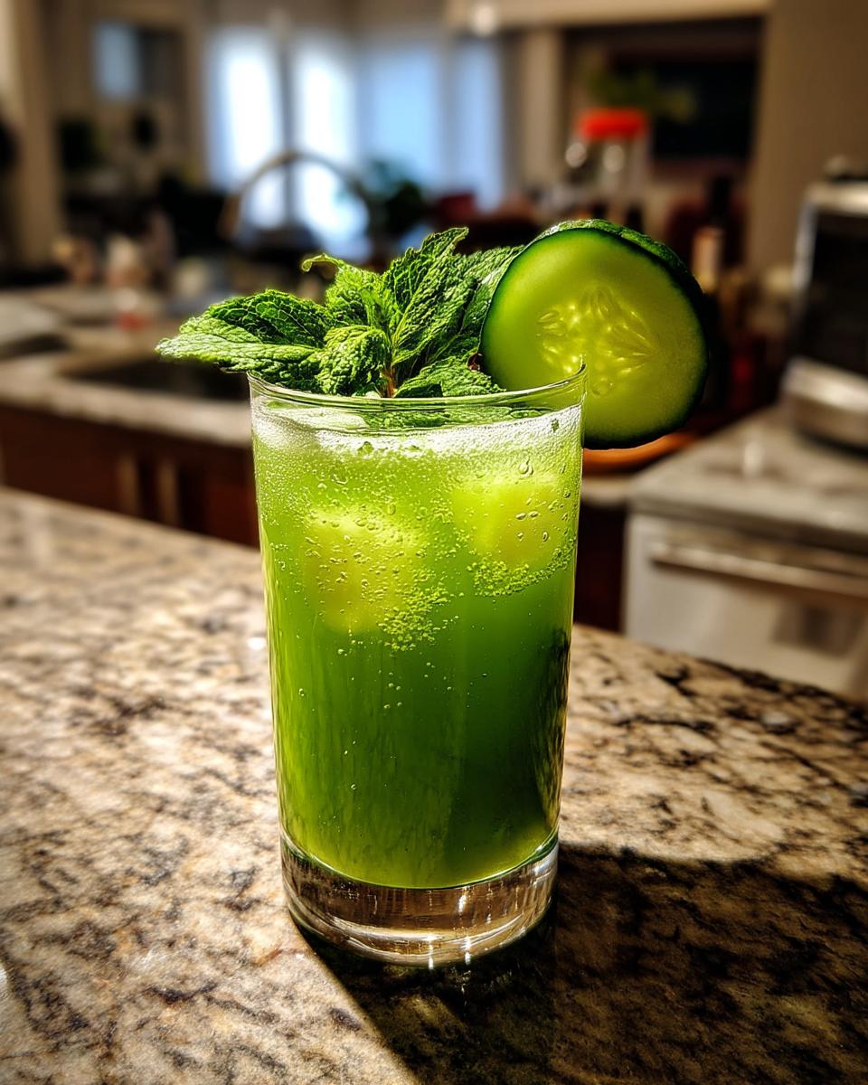 Cucumber Mint Cooler Mocktail – A crisp blend of fresh cucumber juice, mint, and lime with fizzy soda water. - detail 4
