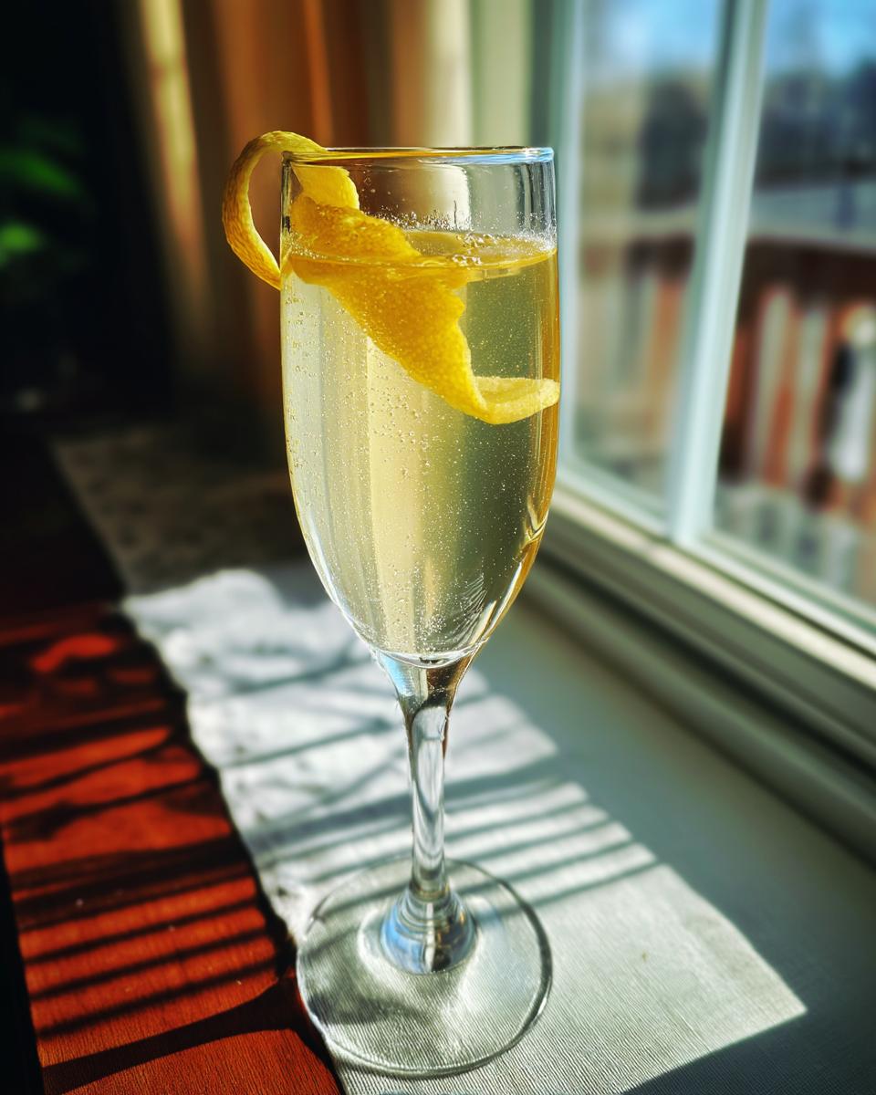 Elegant French 75 Cocktail with Gin, Lemon Juice, and Champagne - detail 1