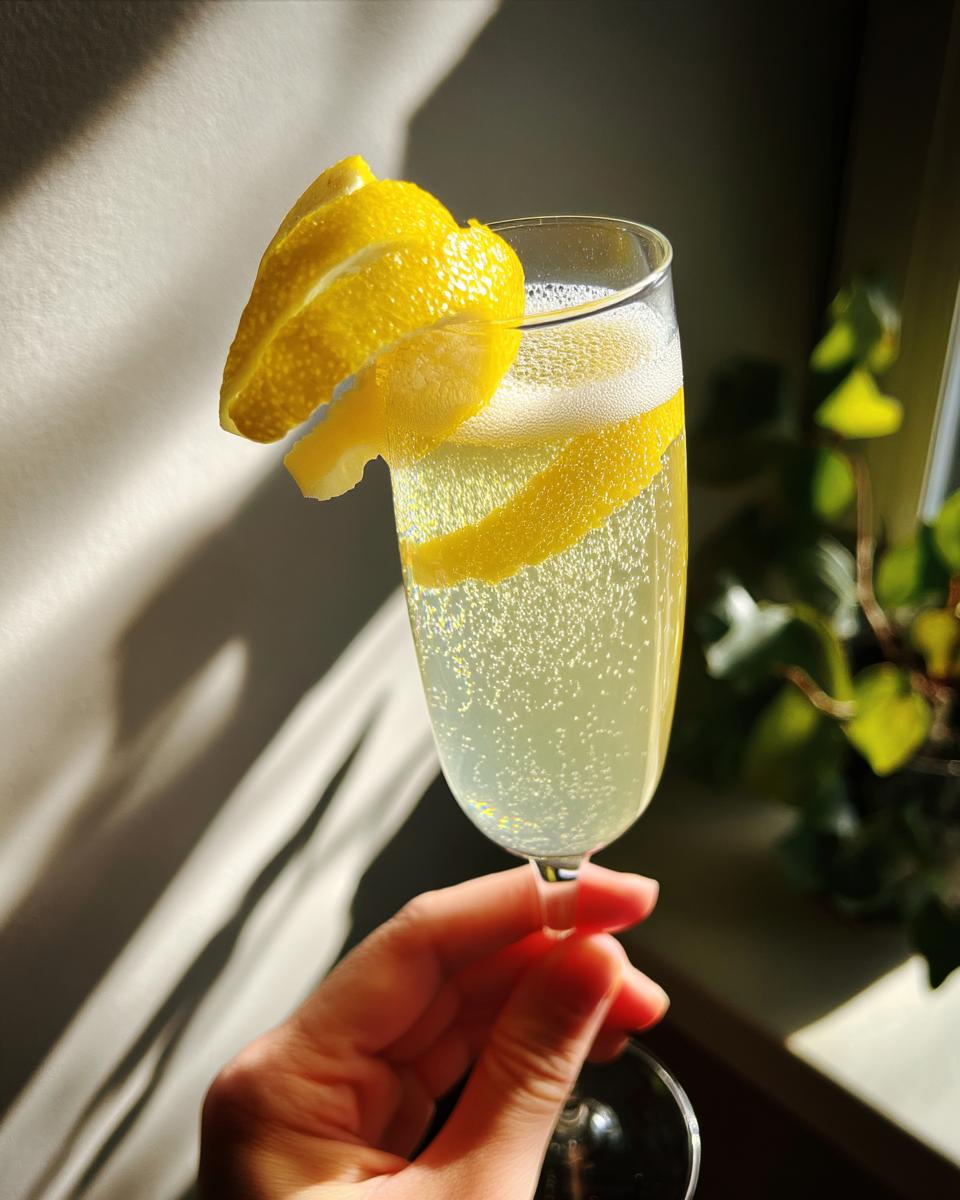 Elegant French 75 Cocktail with Gin, Lemon Juice, and Champagne - detail 2