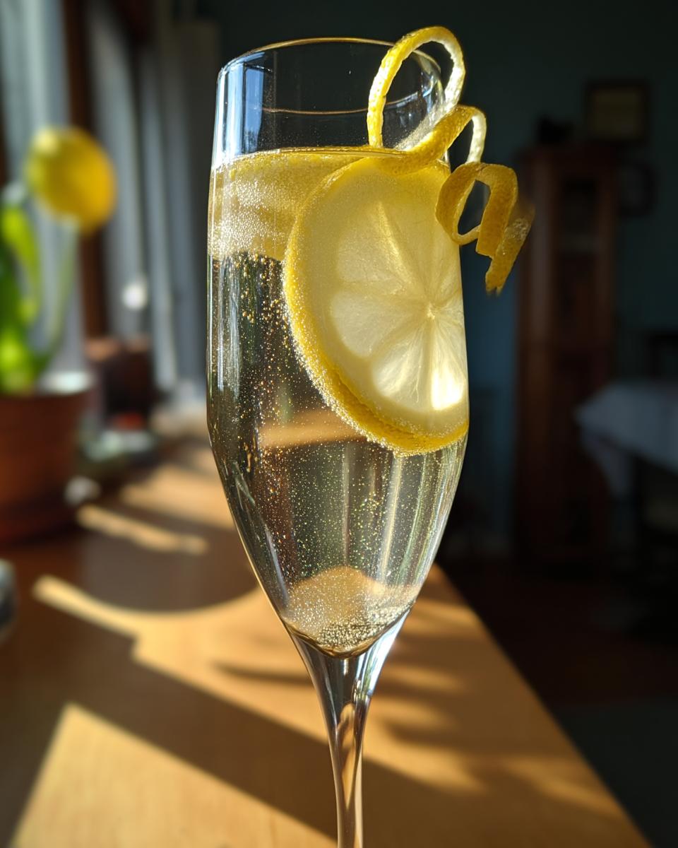 Elegant French 75 Cocktail with Gin, Lemon Juice, and Champagne - detail 3