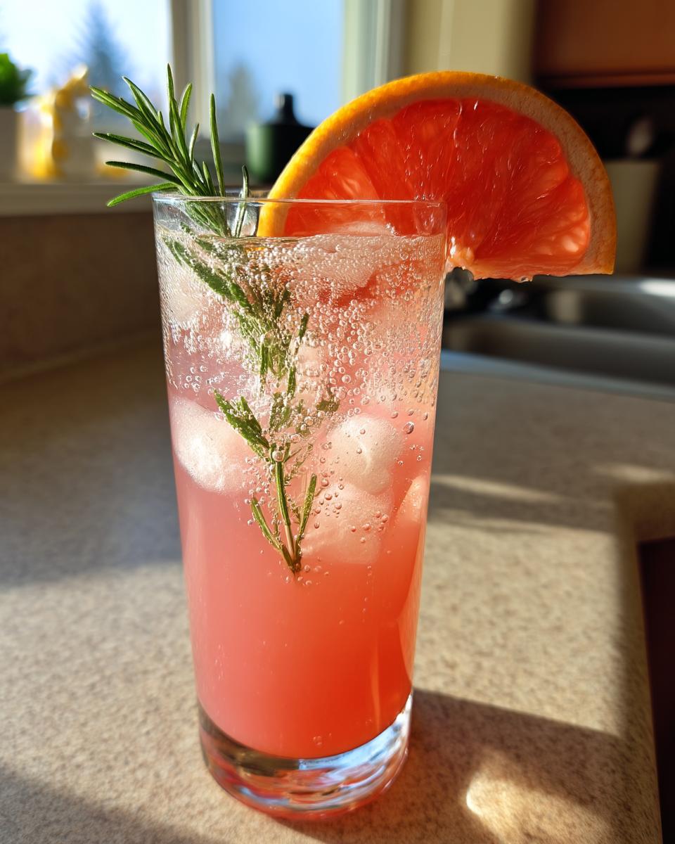 Grapefruit Rosemary Fizz Mocktail – Tangy grapefruit juice infused with rosemary and soda bubbles. - detail 1