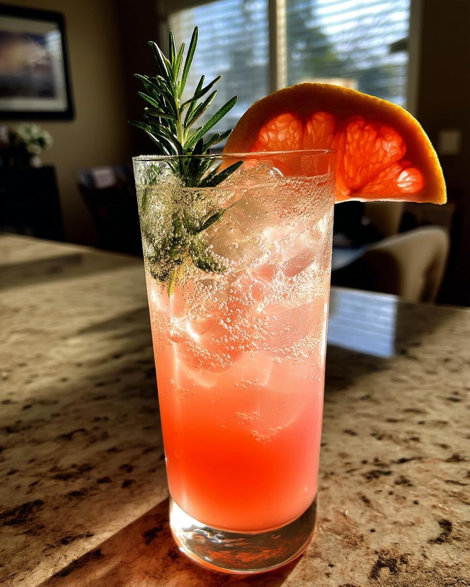 Grapefruit Rosemary Fizz Mocktail – Tangy grapefruit juice infused with rosemary and soda bubbles. - detail 2