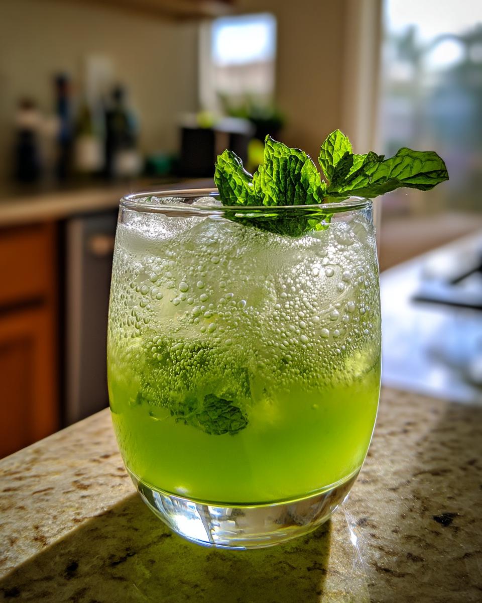 Green Apple Mint Mocktail – Tart green apple juice balanced with fresh mint and soda. - detail 1