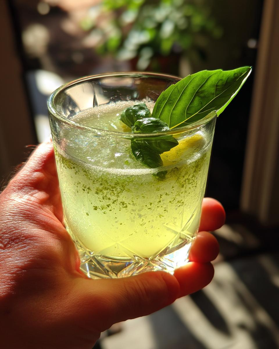 Herbal Gin Basil Smash Cocktail with Fresh Lemon and Basil - detail 4