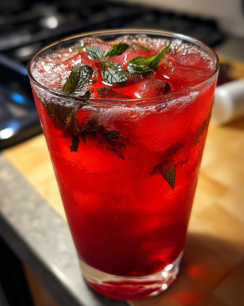 Iced Hibiscus Citrus Punch Mocktail – Floral hibiscus tea blended with citrus juices and fresh herbs. - detail 1