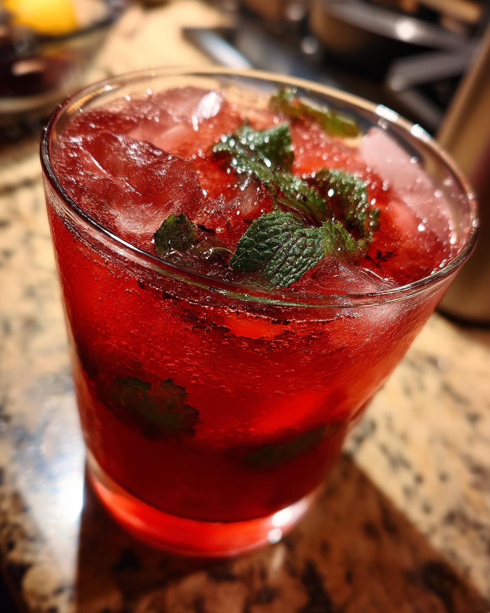 Iced Hibiscus Citrus Punch Mocktail – Floral hibiscus tea blended with citrus juices and fresh herbs. - detail 4