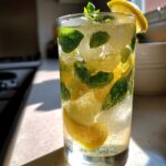 Lemon Basil Bliss Mocktail – Lemon juice and fresh basil syrup shaken with ice and soda.