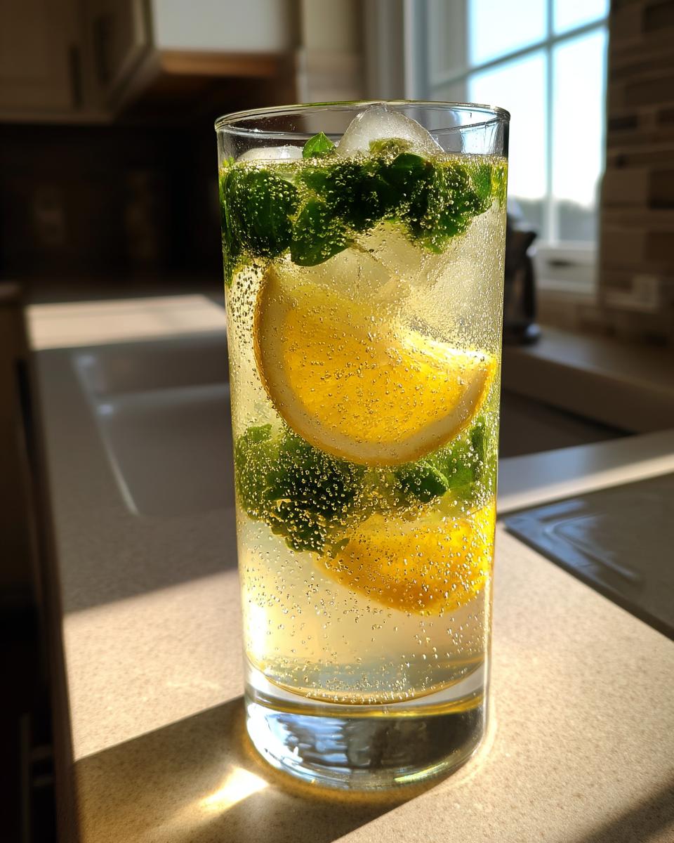 Lemon Basil Bliss Mocktail – Lemon juice and fresh basil syrup shaken with ice and soda. - detail 3