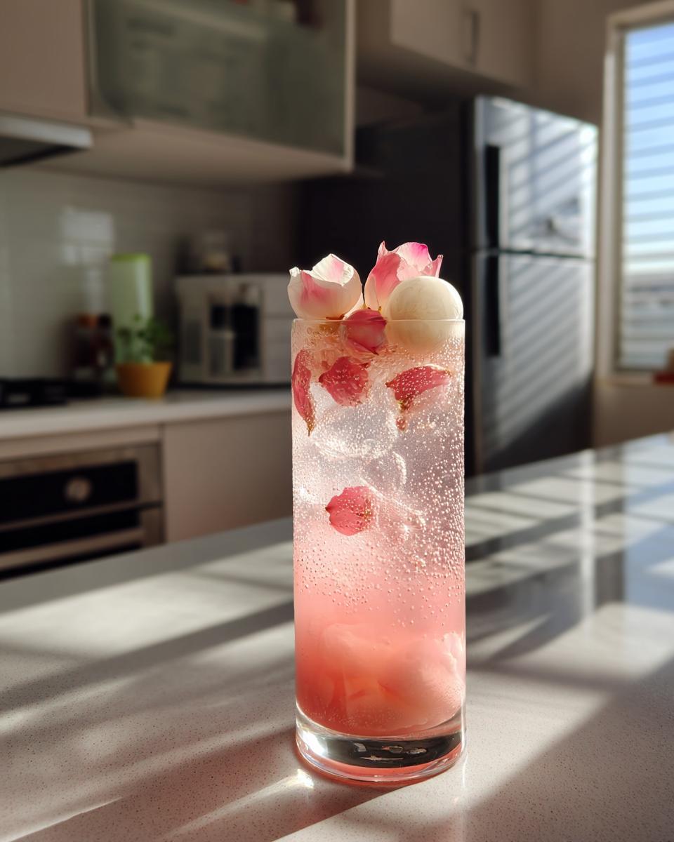 Lychee Rose Blossom Mocktail – Sweet lychee juice and fragrant rose syrup with lime and soda. - detail 2