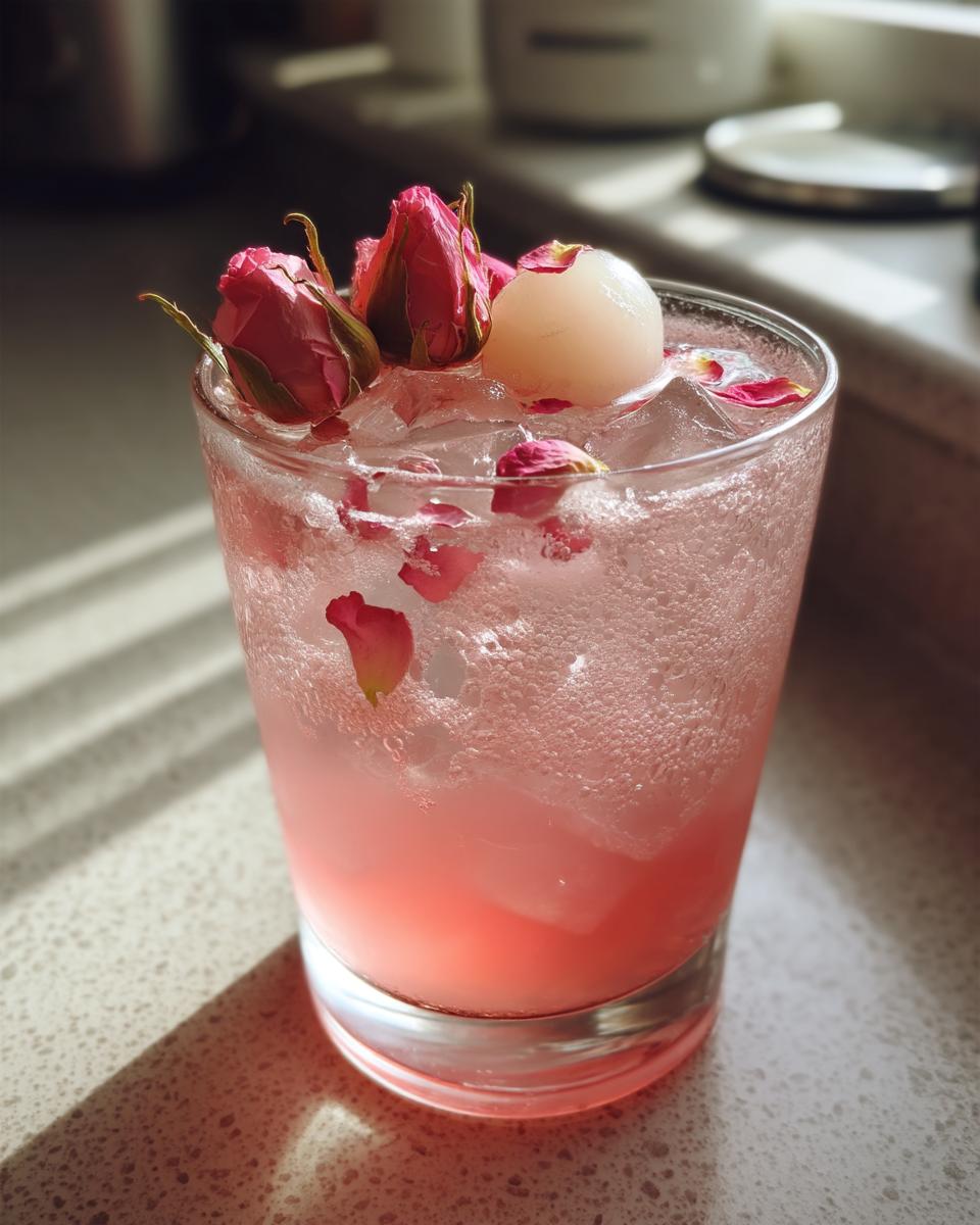 Lychee Rose Blossom Mocktail – Sweet lychee juice and fragrant rose syrup with lime and soda. - detail 3