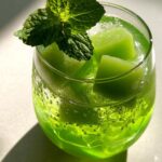 Melon Mint Breeze Mocktail – Honeydew melon blended with mint and finished with sparkling water.