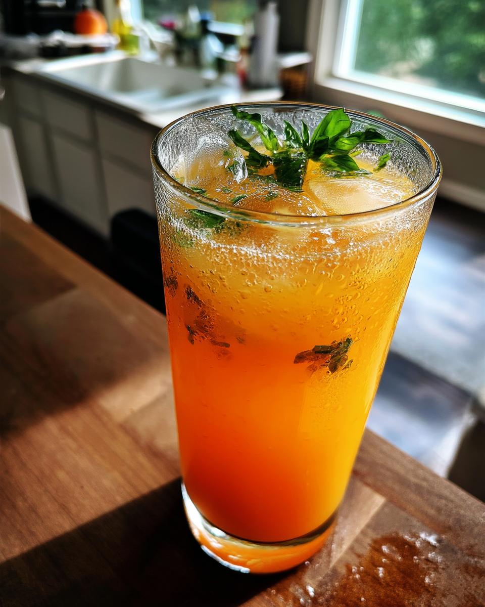 Peach Basil Refresher Mocktail – Juicy peach nectar and fragrant basil shaken with lemon juice and bubbles. - detail 4