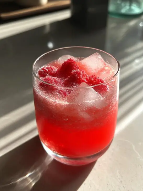 Raspberry Coconut Cooler Mocktail – Raspberry puree blended with coconut water and lime.
