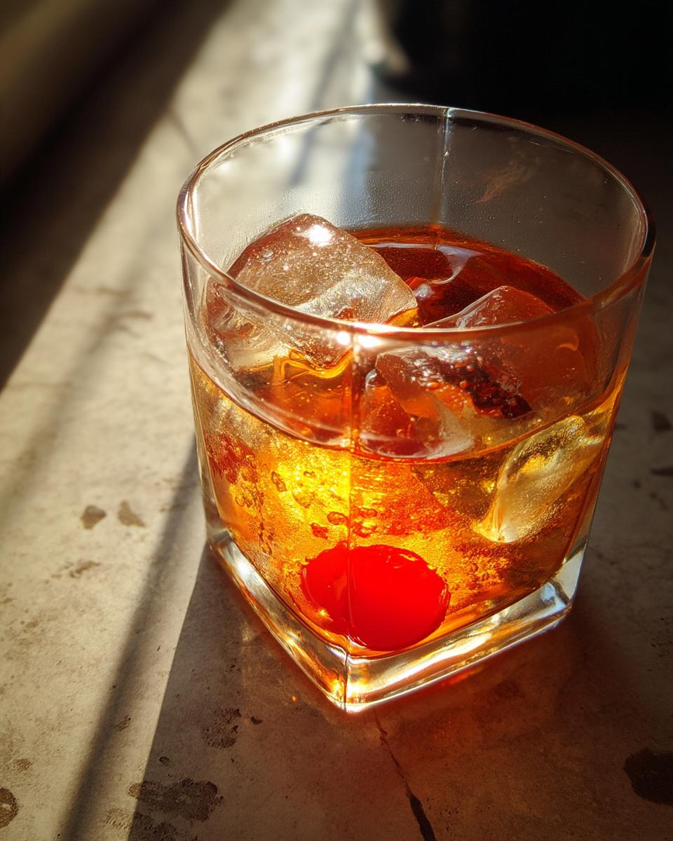 Rich Manhattan Cocktail with Rye Whiskey and Sweet Vermouth - detail 1