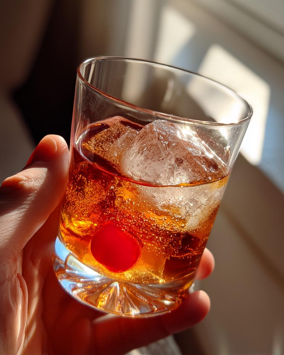 Rich Manhattan Cocktail with Rye Whiskey and Sweet Vermouth - detail 2