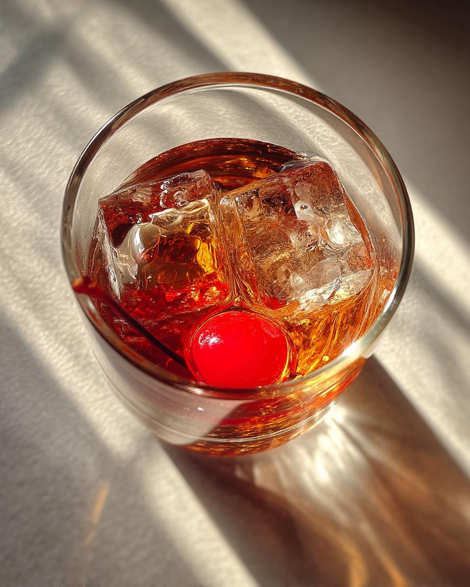 Rich Manhattan Cocktail with Rye Whiskey and Sweet Vermouth - detail 3