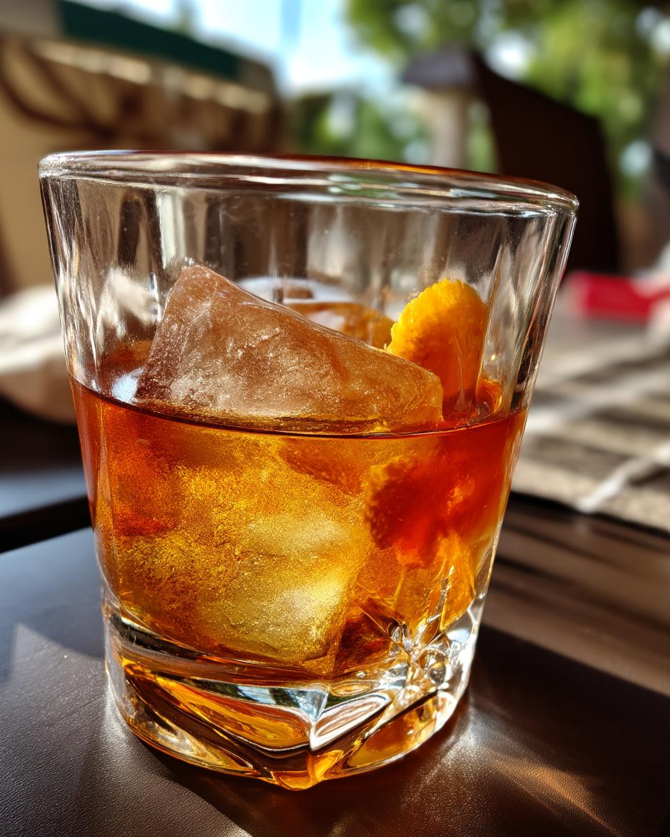 Smoky Old Fashioned Cocktail with Bourbon and Orange Bitters - detail 1