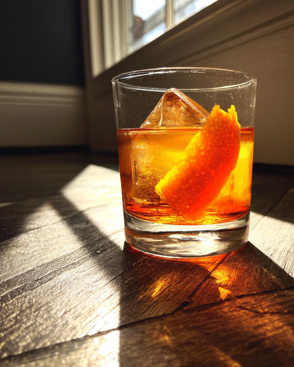 Smoky Old Fashioned Cocktail with Bourbon and Orange Bitters - detail 2