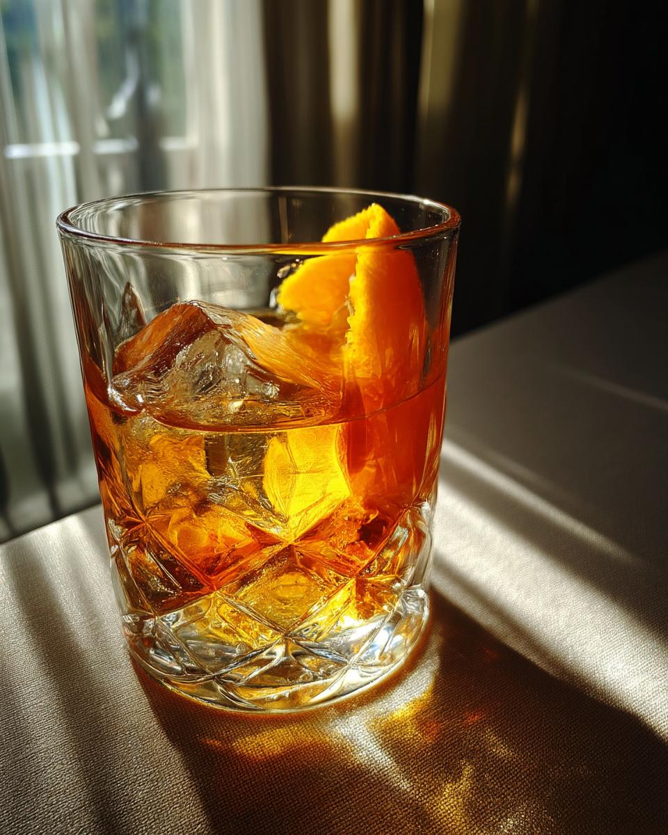 Smoky Old Fashioned Cocktail with Bourbon and Orange Bitters - detail 3