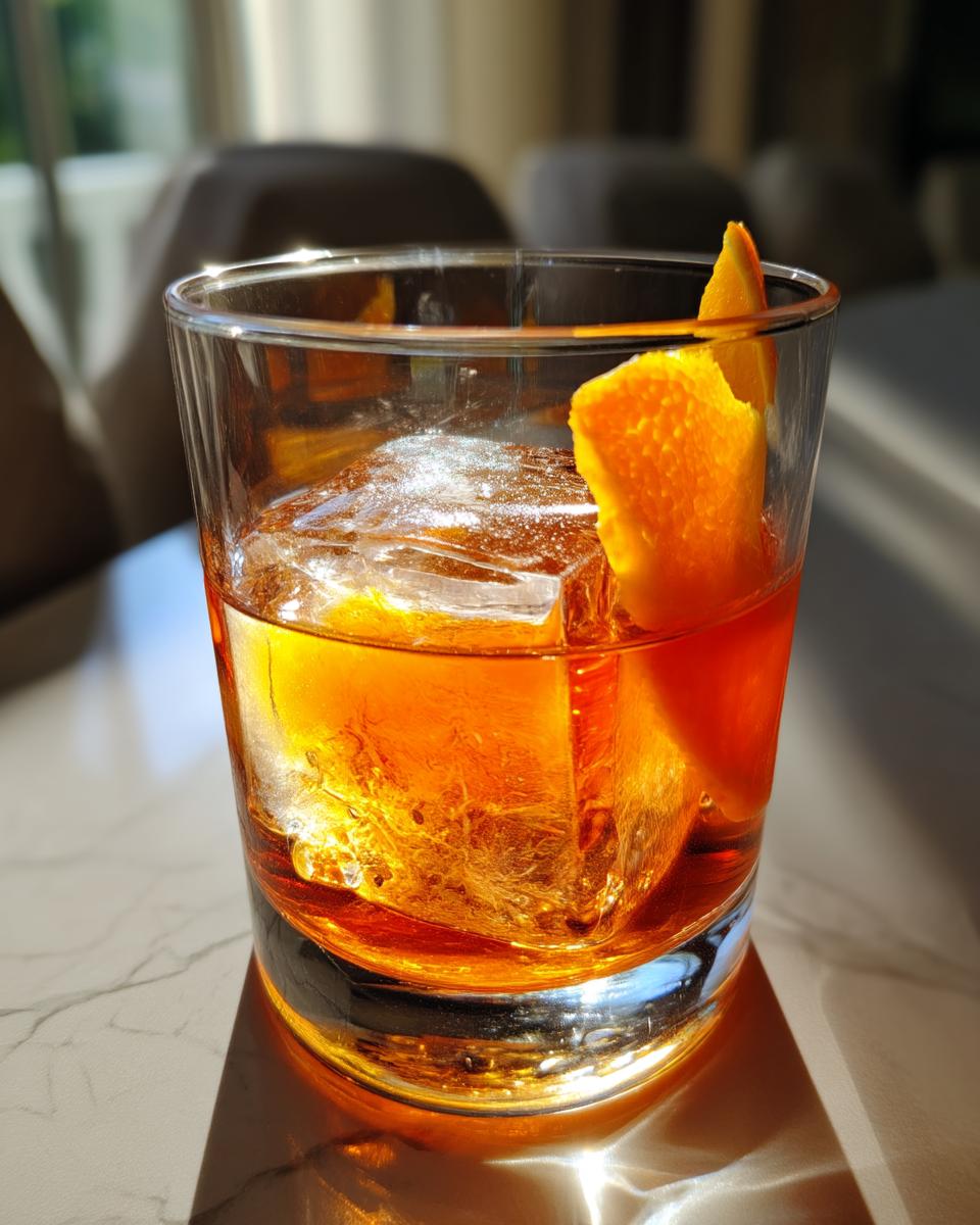 Smoky Old Fashioned Cocktail with Bourbon and Orange Bitters - detail 4
