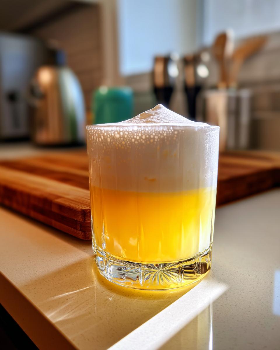 Smooth Whiskey Sour Cocktail with Egg White and Lemon Juice - detail 2
