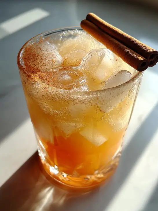 Spiced Apple Soda Mocktail – Warm apple cider flavor chilled and topped with soda water.