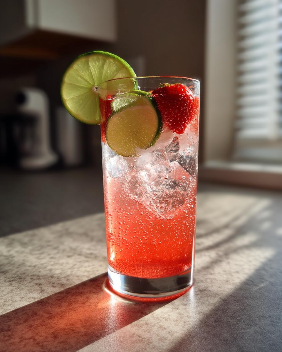 Strawberry Lime Sparkler Mocktail – Fresh strawberry puree mixed with lime juice and soda water. - detail 1