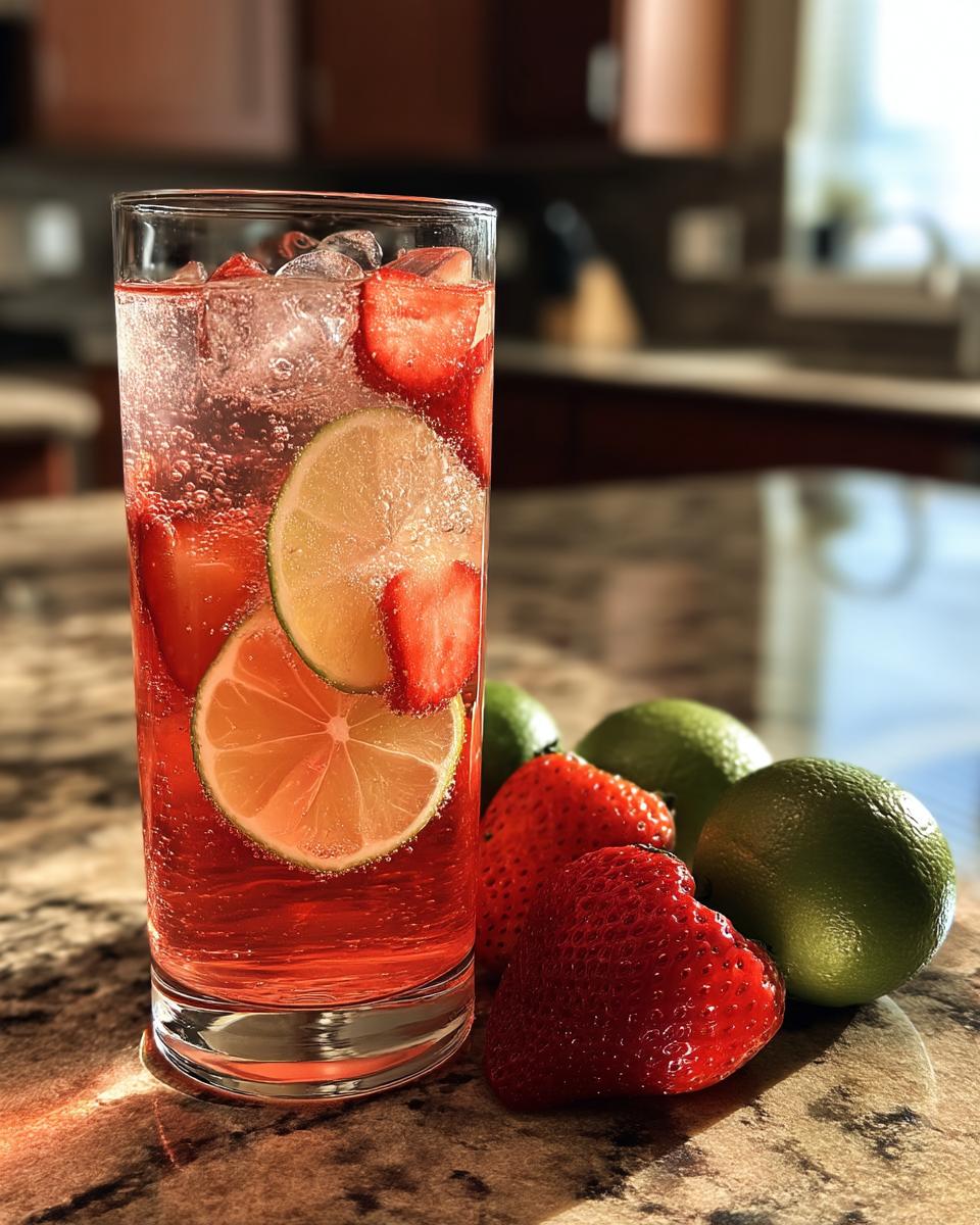 Strawberry Lime Sparkler Mocktail – Fresh strawberry puree mixed with lime juice and soda water. - detail 2