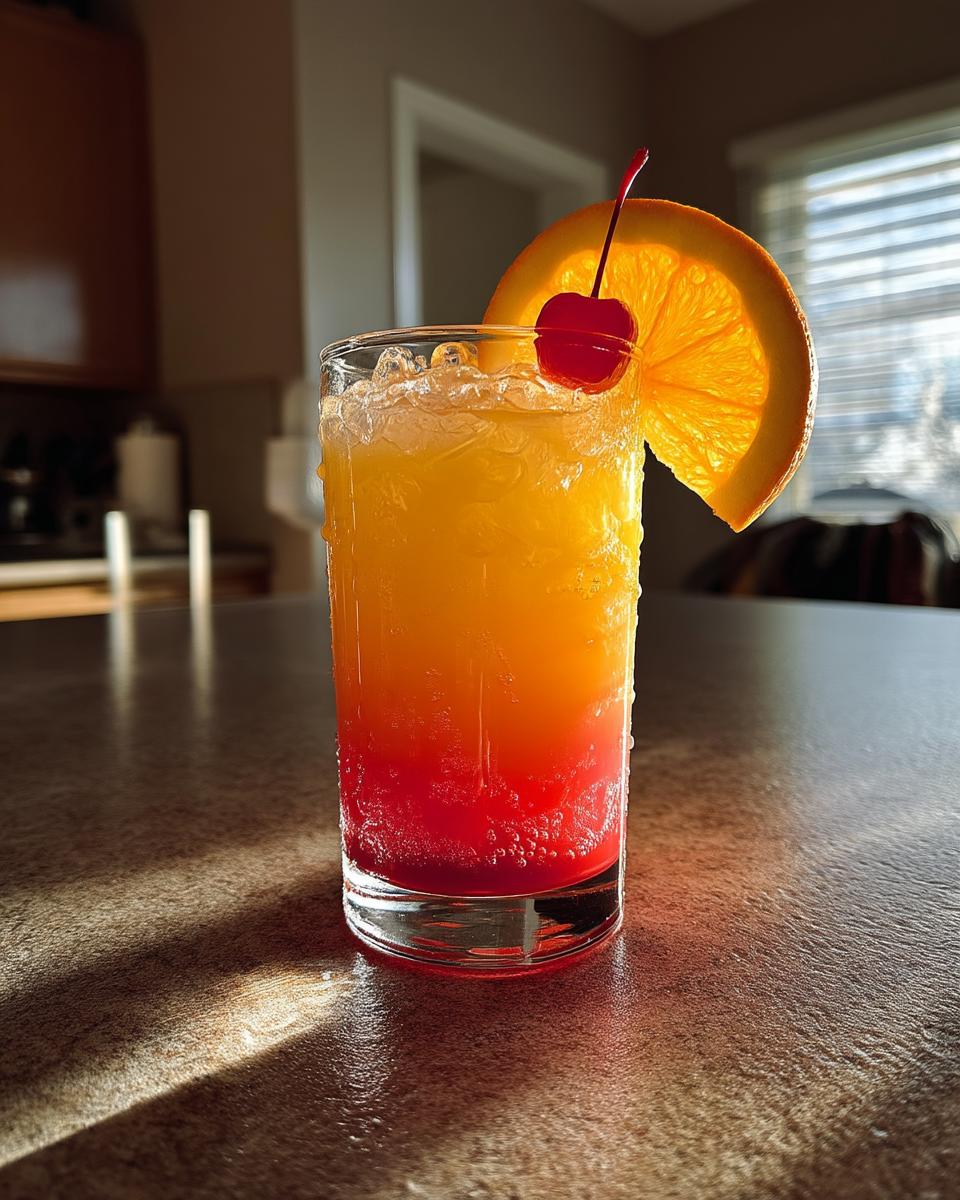 Sunset Tequila Sunrise Cocktail with Orange Juice and Grenadine - detail 1