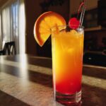 Sunset Tequila Sunrise Cocktail with Orange Juice and Grenadine