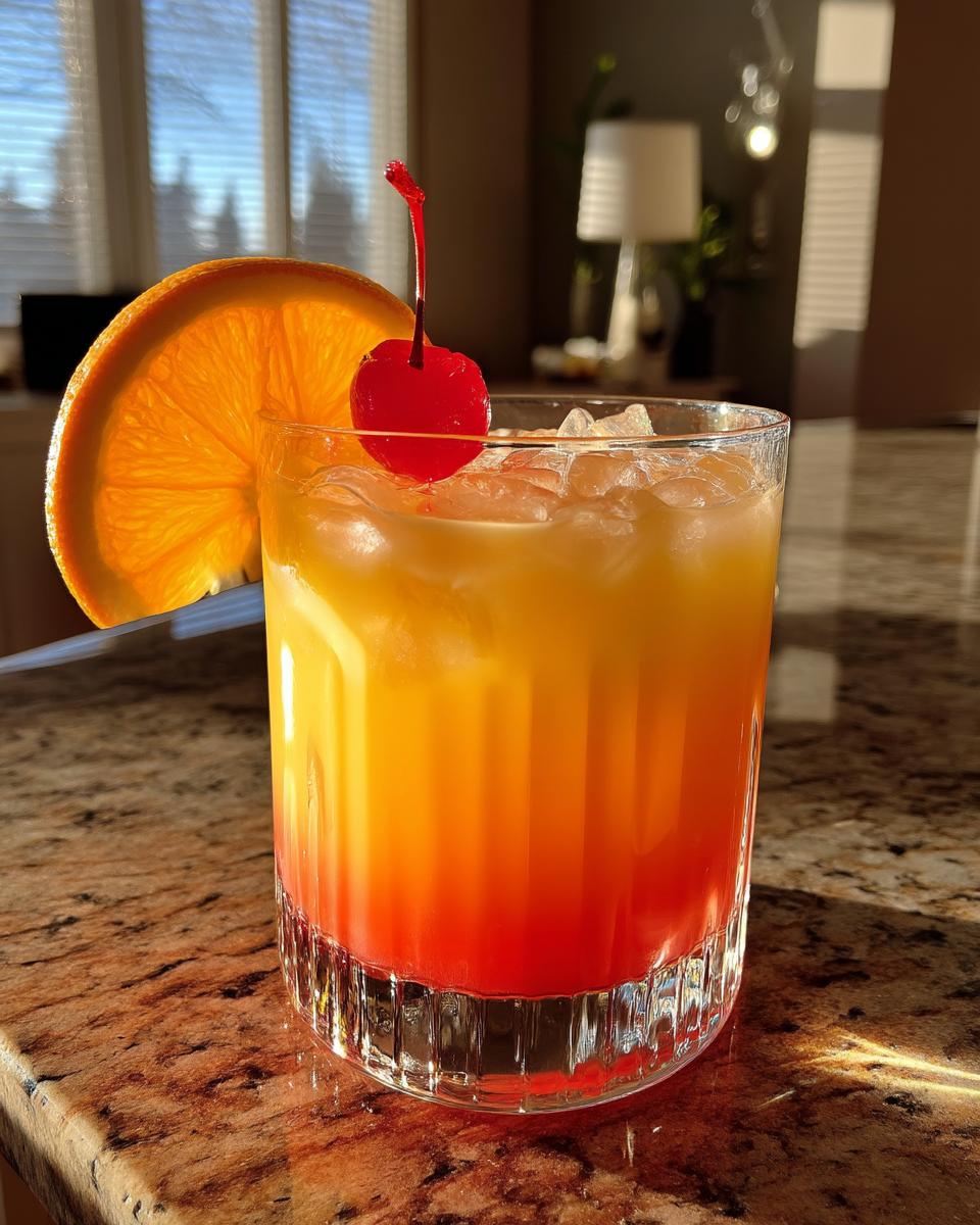 Sunset Tequila Sunrise Cocktail with Orange Juice and Grenadine - detail 2