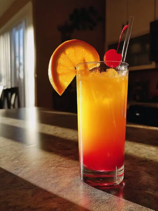 Sunset Tequila Sunrise Cocktail with Orange Juice and Grenadine