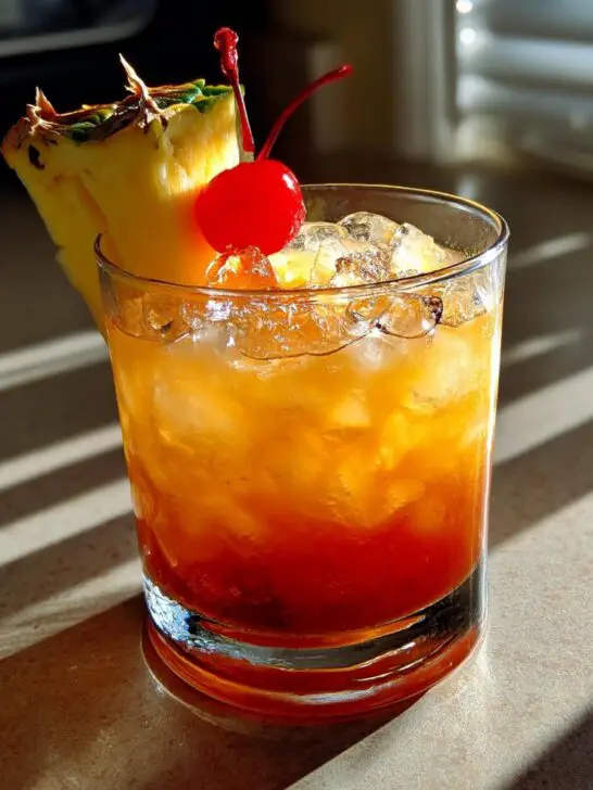 Tropical Mai Tai Cocktail with Rum and Orange Curaçao