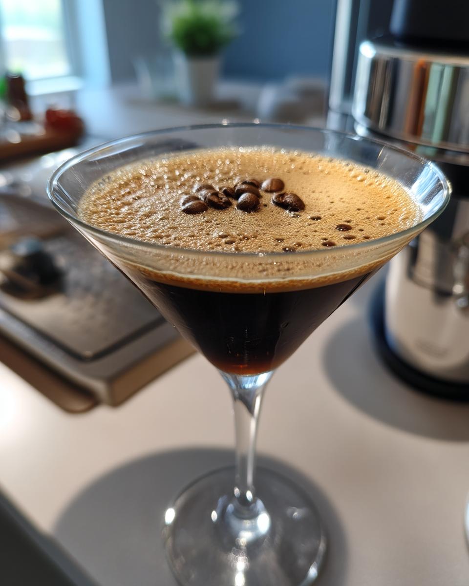 Velvety Espresso Martini Cocktail with Coffee Liqueur and Vodka - detail 2