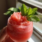 Watermelon Mint Slush Mocktail – Frozen watermelon blended with lime and mint for a summer refresher.