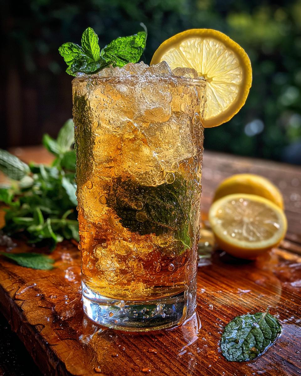 Bourbon Lemonade Cooler with Mint and Ice - detail 2