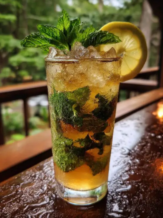 Bourbon Lemonade Cooler with Mint and Ice